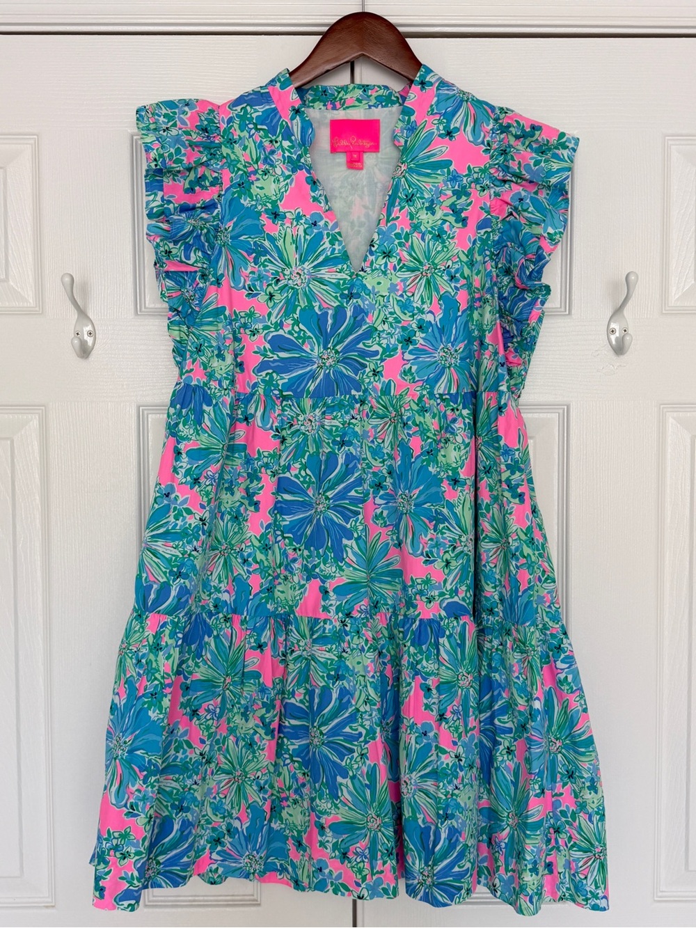 Lilly Pulitzer Aldena Floral Ruffle A-Line Minidress size M